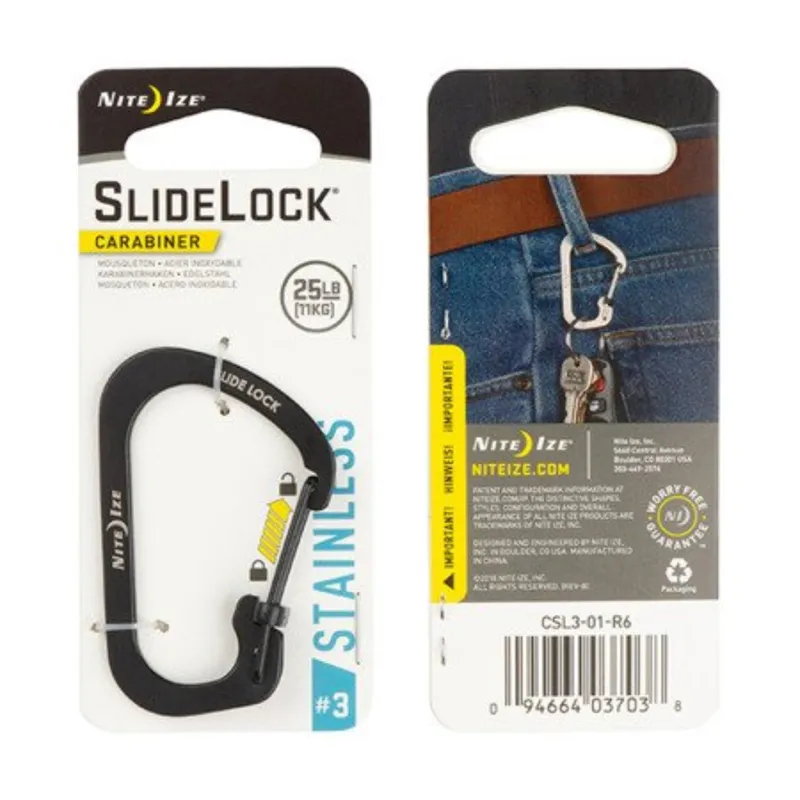 Nite Ize Slidelock Carabiner Stainless Steel No.3 - Black